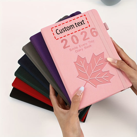 2026 Daily Planner 320 Page 365 Calendar Leaf Pattern Metal Ring Binding 4 Color
