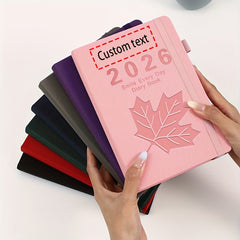2026 Daily Planner 320 Page 365 Calendar Leaf Pattern Metal Ring Binding 4 Color