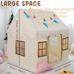 Large Children's Game Tent with Windows, Star Strings, Flags, Tassel Strings