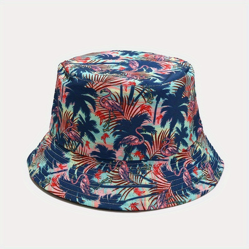 Flamingo Print Bucket Hat Lightweight Sunscreen Basin Hat
