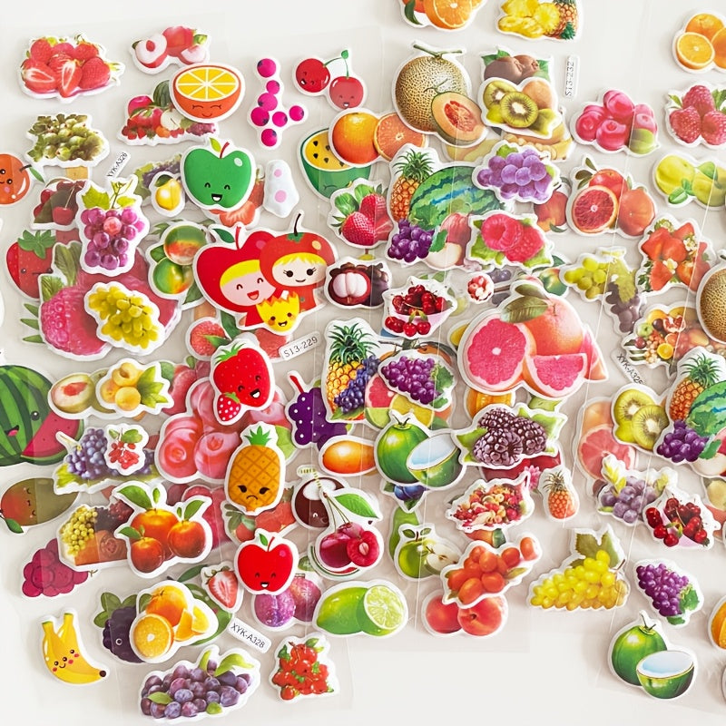 8 Sheets Cartoon Fruit Self Adhesive Stickers for Stationery Scrapbooking