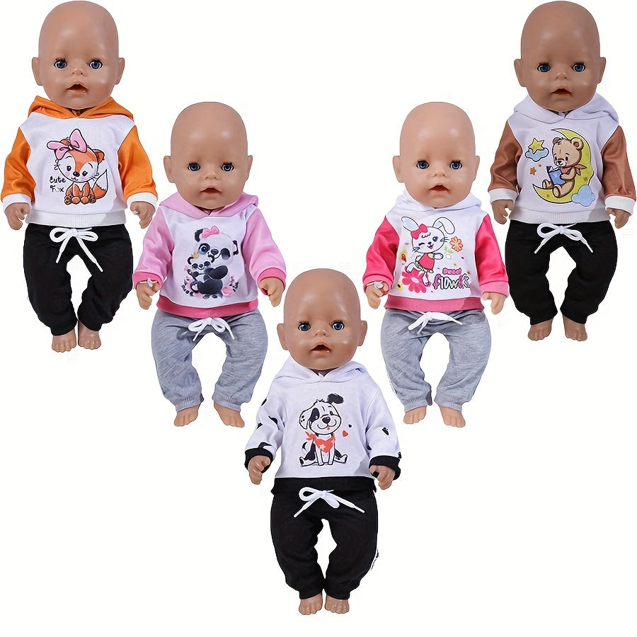 2pcs Cute Animal Pattern Doll Outfits Set for 14-18 Inch Dolls
