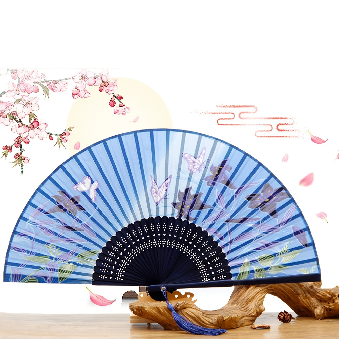 Floral Folding Fans with Tassel for Wedding Party Favors