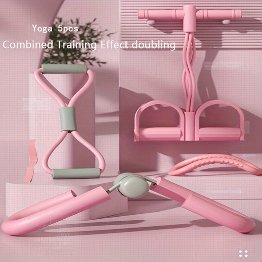 5pcs Yoga Set Leg Clip Stretching Ring Resistance Rope Puller Band