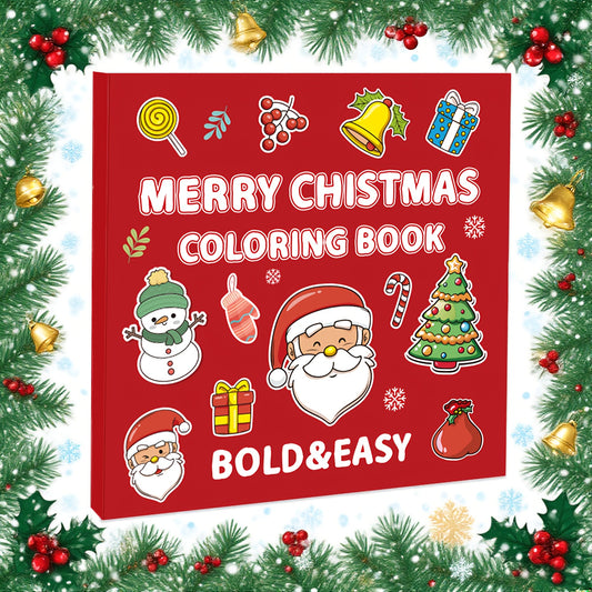 Christmas Coloring Book with Stickers - Single Sided Designs