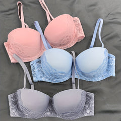 3pcs Lace Balconette Bras Push Up Anti-sagging
