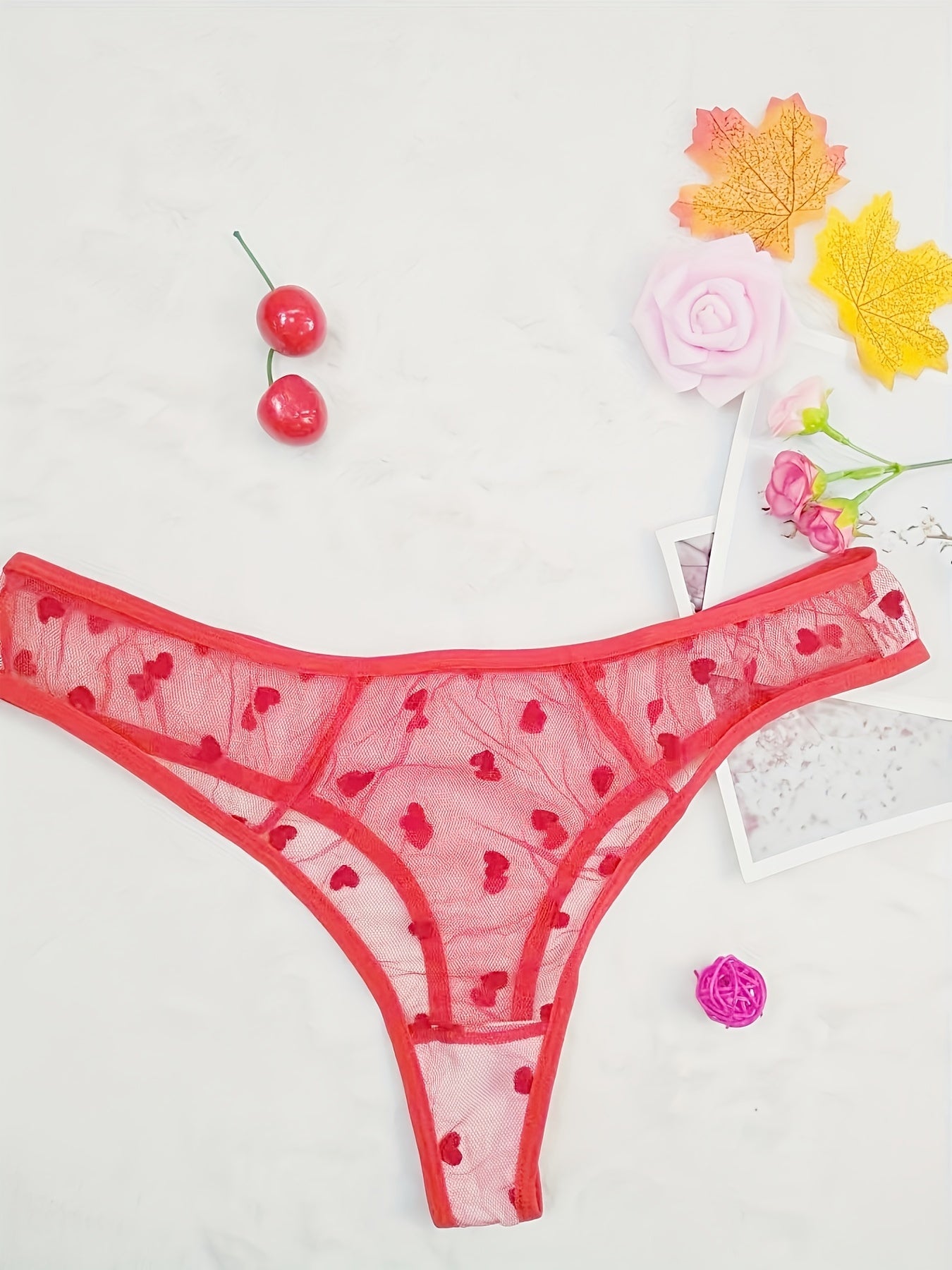  Sexy Brief Women's Plus Flocked Heart Detail Panty