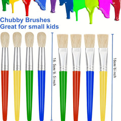 8 Pcs Kids Paint Brushes Round and Flat Easy to Clean No Shedding Bristles