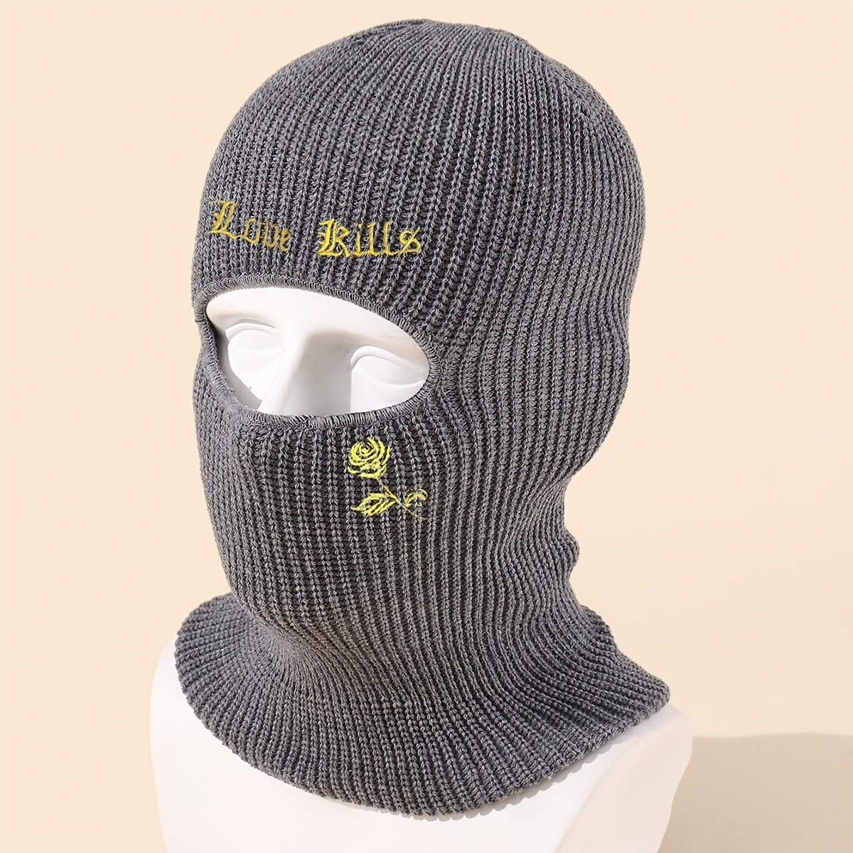 Autumn Winter Character Letter Embroidery Hole Knit Hat
