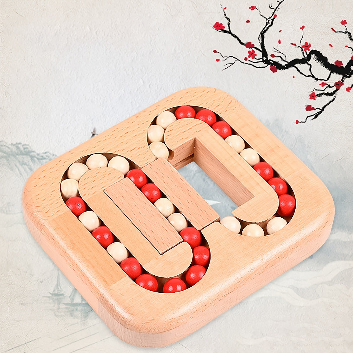 Wooden Bead Maze Game Puzzle Ring for Adults Brain Teaser Ball Track