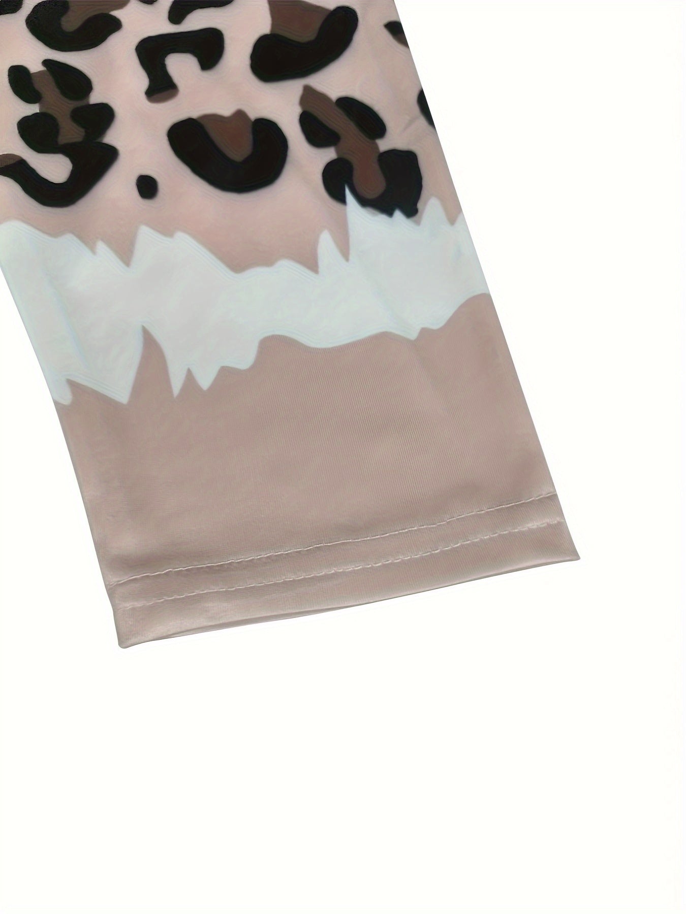  Colorblock Leopard Print V Neck Dress