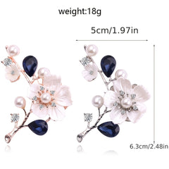 Temperament Shell Crystal Plum Blossom Brooch Silk Scarf Buckle Corsage