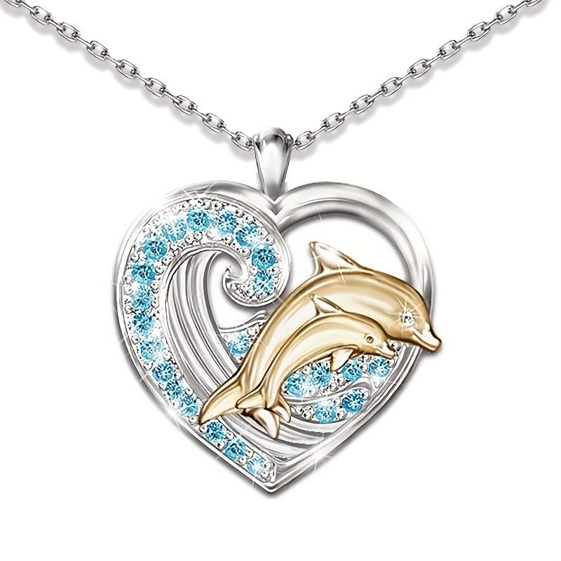 Love Pendant Necklace Dolphin Necklace Men's Anniversary Gift