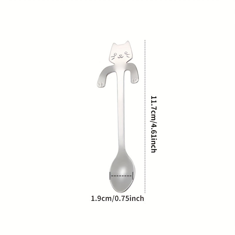 Cat Shaped Stainless Steel Coffee Spoon for Desserts Snacks Ice Cream