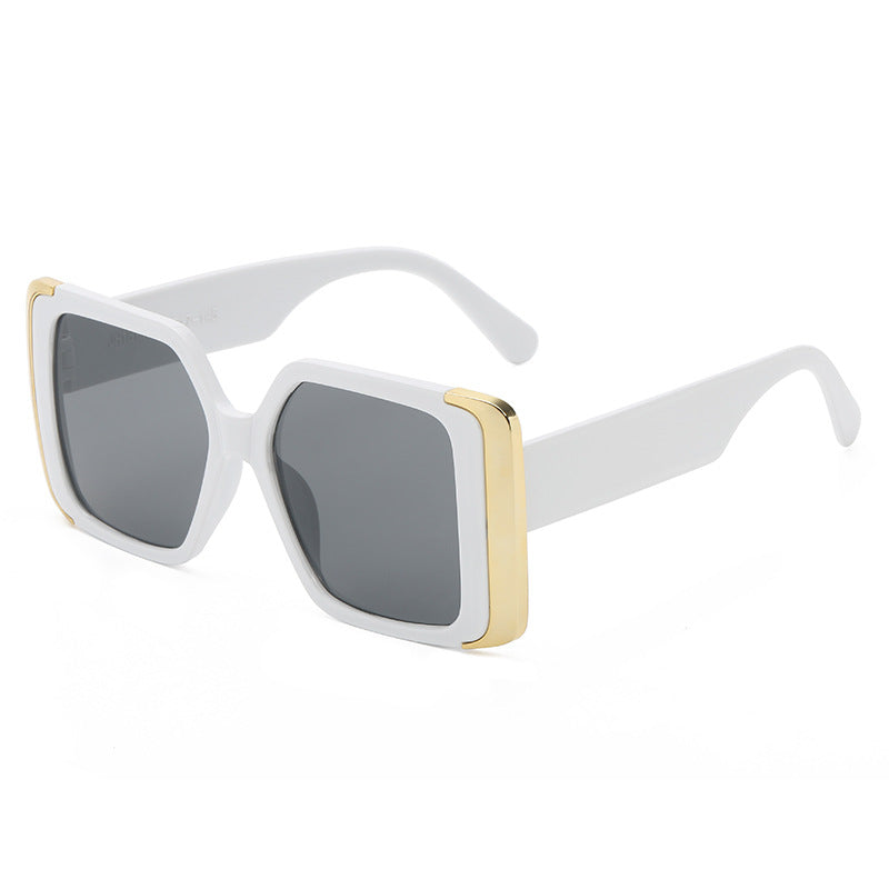 Golden Rimmed Oversize Irregular Square Sunglasses