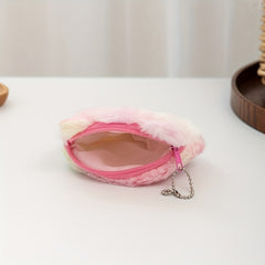Colorful Fuzzy Plush Coin Purse with Zipper