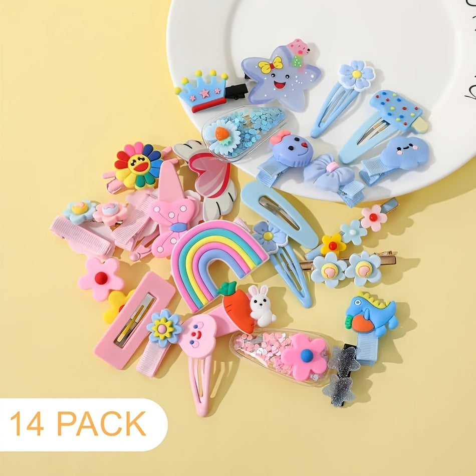 14pcs Girls Hair Clip Cartoon Hairpin Side Clip Hair Accessories Children's Gift