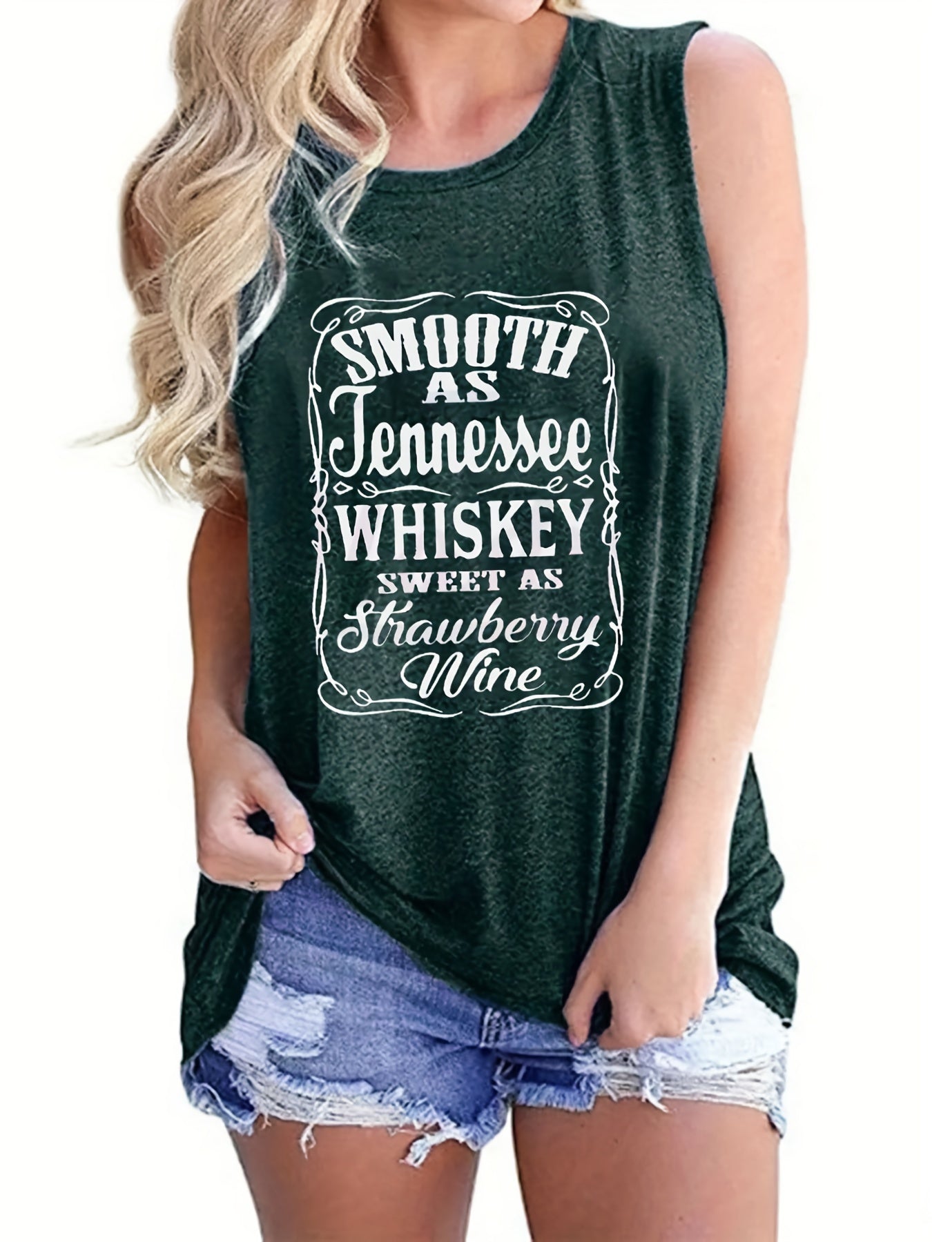Letter Print Sleeveless Tank Top Casual Loose Tank Top
