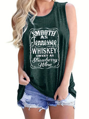 Letter Print Sleeveless Tank Top Casual Loose Tank Top