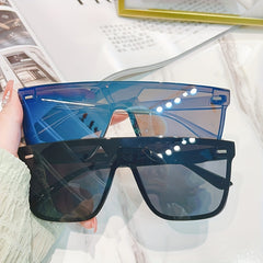 Square One piece Sunglasses Rivet Decor Anti Glare UV400