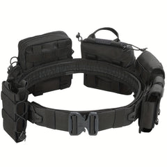 8pcs Molle Battle Belt Utility Belt w/ Pouches, Quick Release Trigger