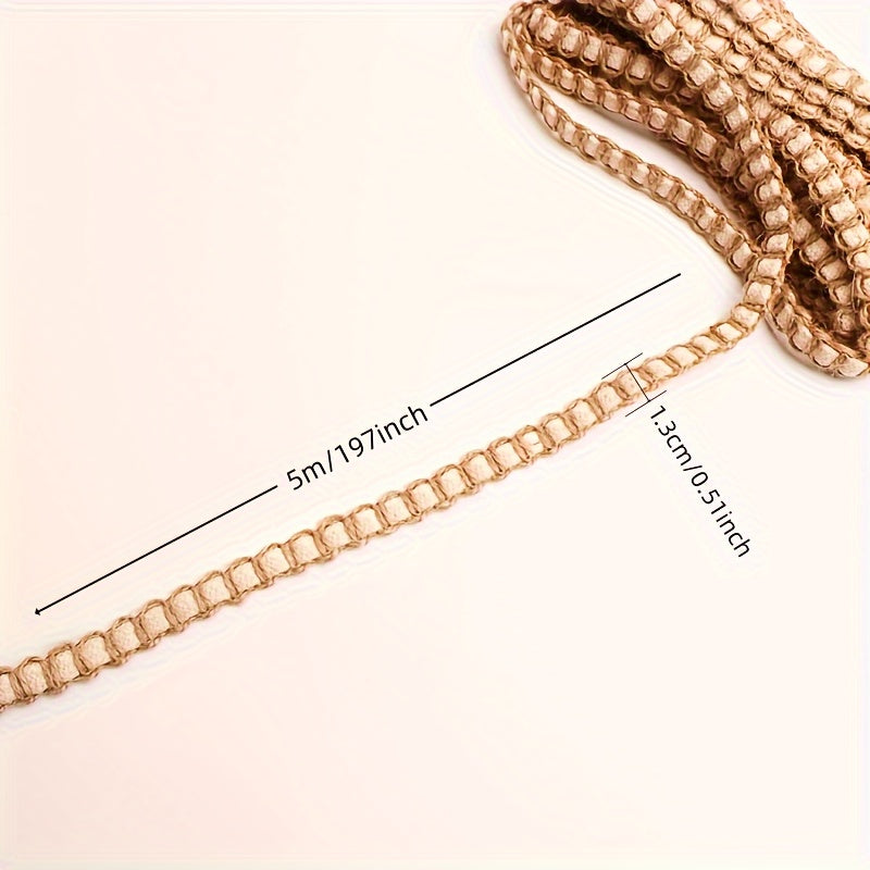 5m Khaki Hemp Rope DIY Webbing Minimalist Fiber Decorative Webbing
