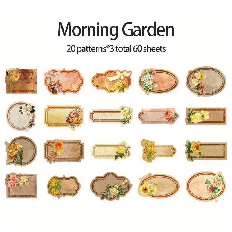 Retro Flower Label Sticker Package Garden Memo Series Plant Flower Notebook