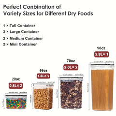 7Pcs Airtight Food Storage Containers With Lids - Kitchen Pantry Organization