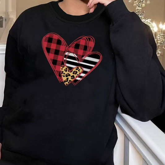  Heart Print Long Sleeve Lounge Top