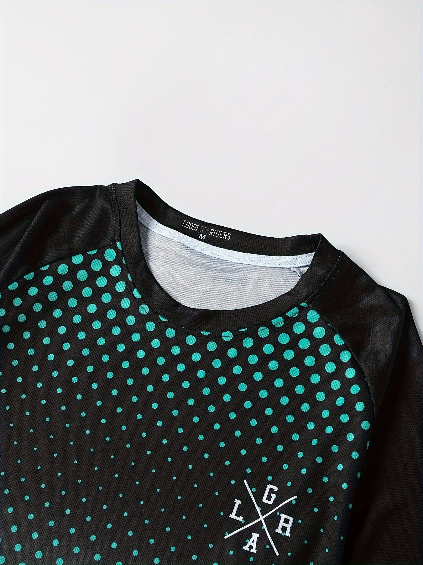 Polka Dots Print Men's Cycling Jersey Round Neck Long Sleeve