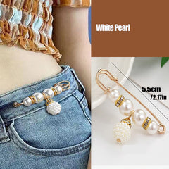 Rhinestone & Pearl Brooch Pin Waist Tightener Buckle Clothing Accessory