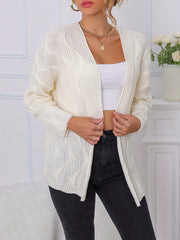  Solid Long Sleeve Open Front Cardigan