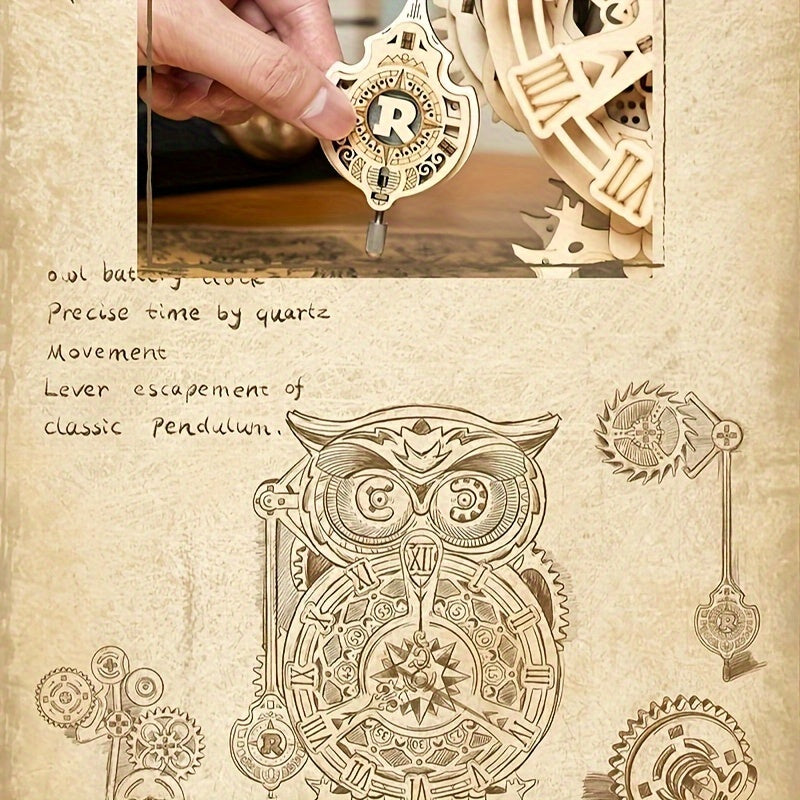 Owl Clock Mechanical Gears 3D Wooden Puzzle LK503