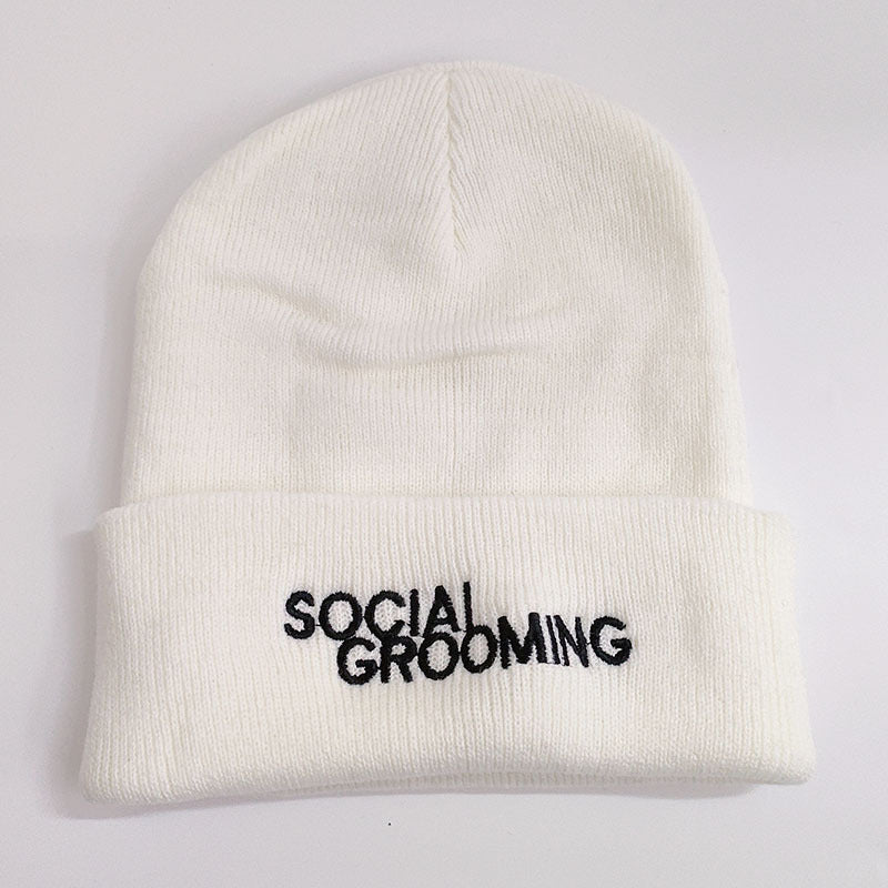 Letter Embroidered Knitted Hat Brimless Unisex Cap