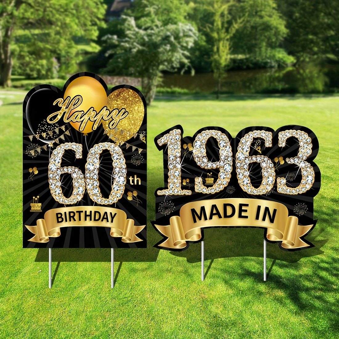 60th Birthday Yard Signs Decorations - Happy 60th Birthday & In 1963 Lawn Sign