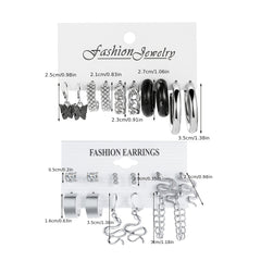 9 Styles Heart Butterfly Geometric Earrings Set Women's Jewelry