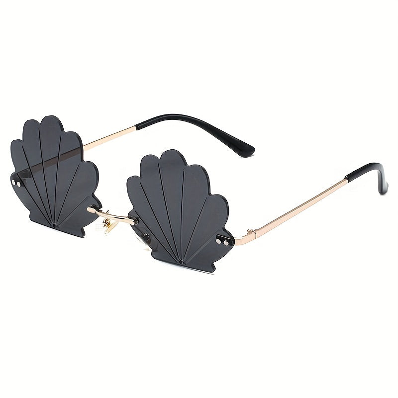 Y2K Shell Rimless Sunglasses UV400 Sun Shades