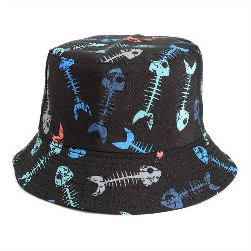 Men's Shark Print Fisherman Hat Sunshade Bucket Hat