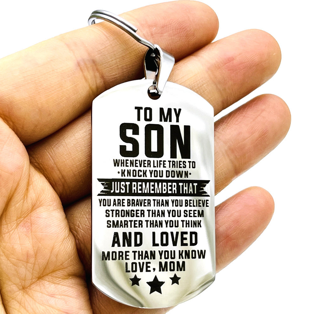 Family Keychain from Dad Mom Pendant Stainless Steel Bag Keyring
