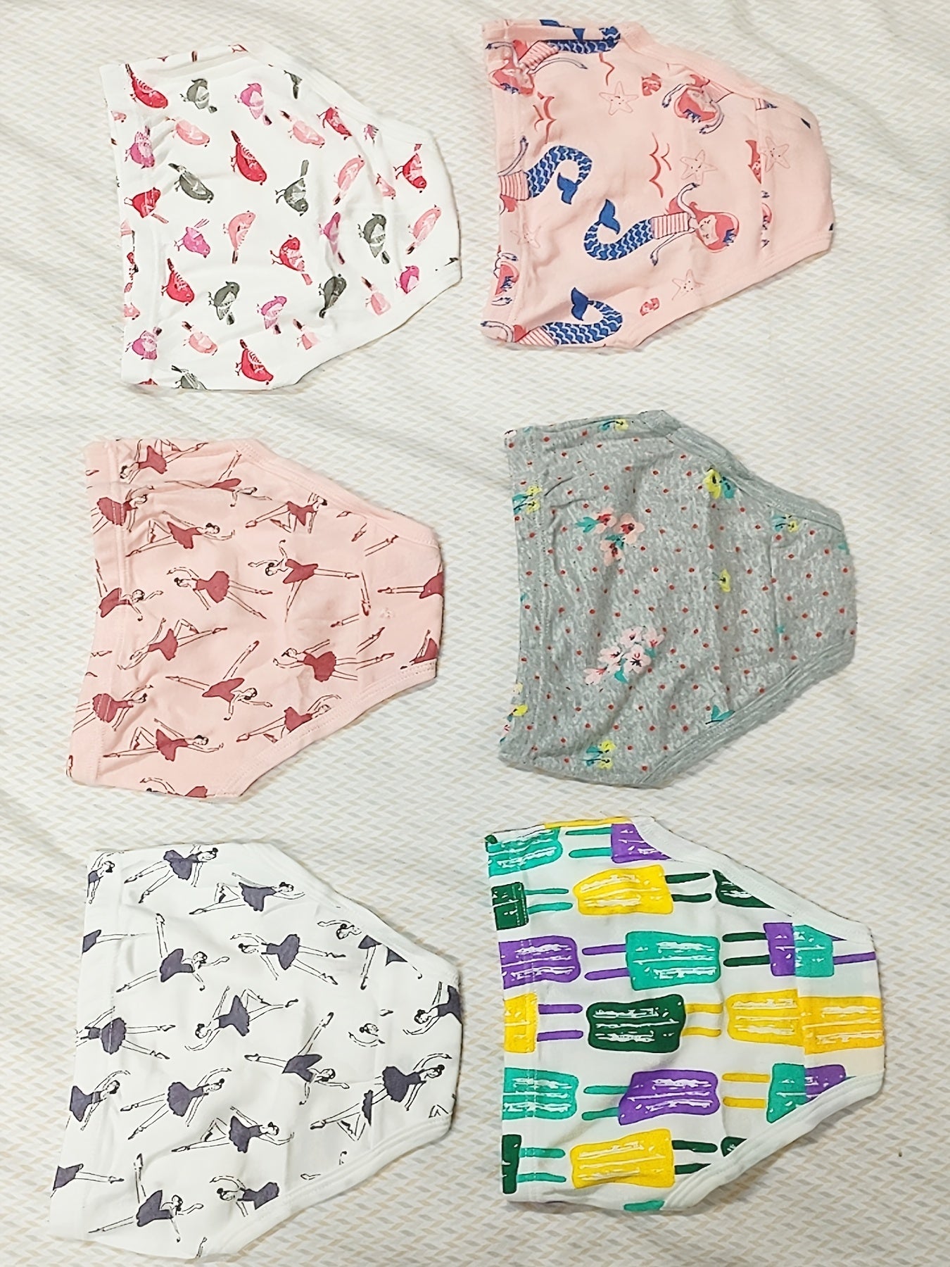 6pcs Girls Animals Flowers Shortie Brief Soft Cotton Underwear