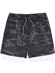 Men's Camo Gym Running Shorts Active Stretch Drawstring Workout Bottom