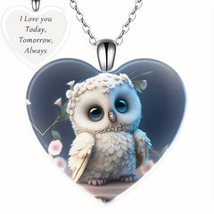 1pc Zinc Alloy Owl Pendant Crystal Necklace Men Women Party Accessory
