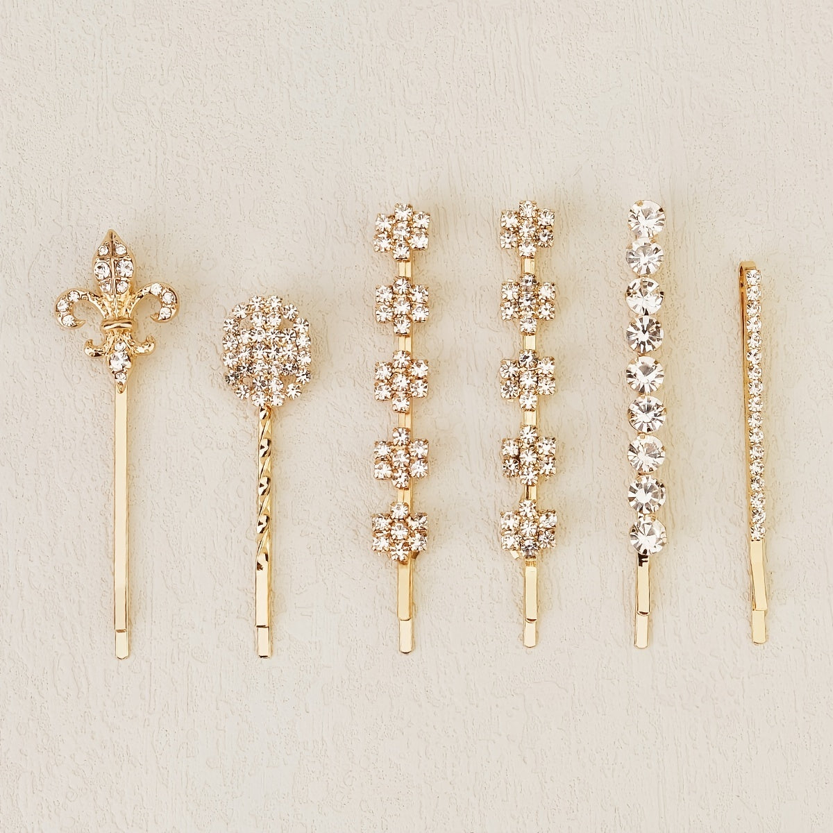 6pcs Golden Rhinestone Hairpin Wedding Hair Clip