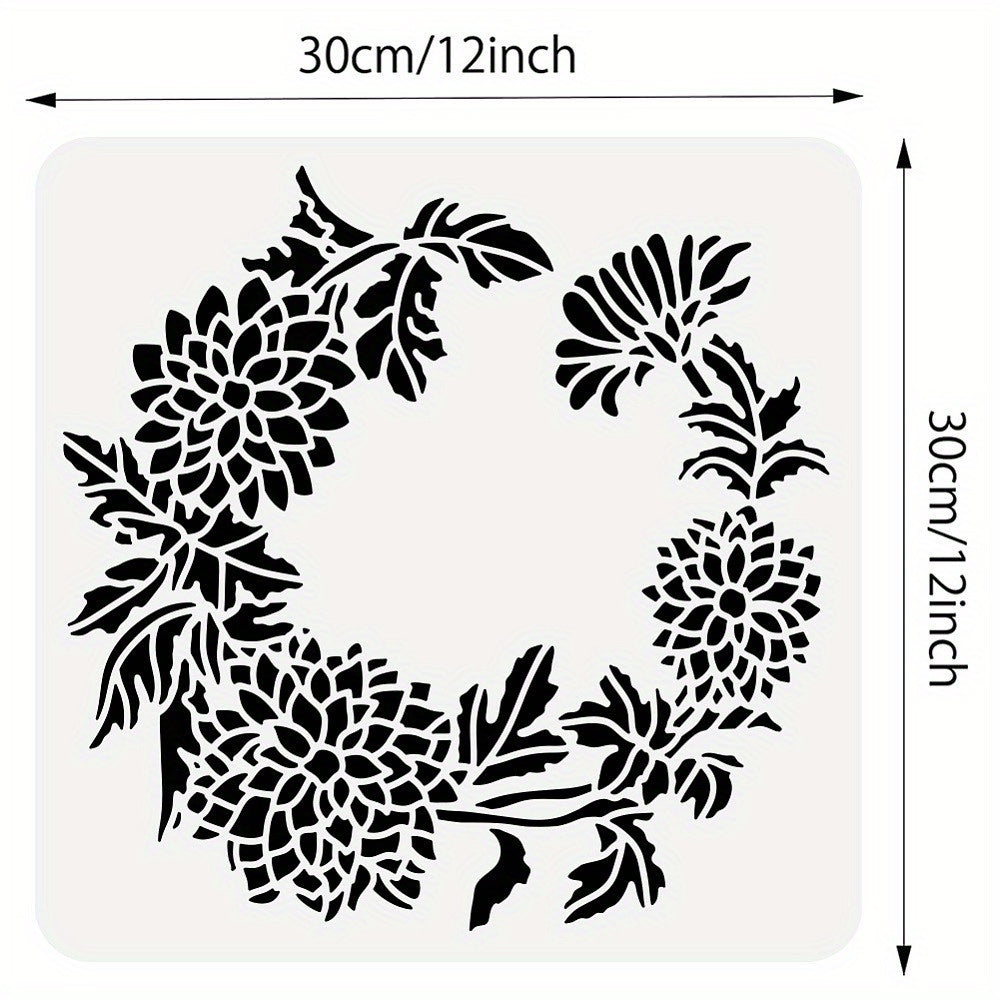 Chrysanthemum Scrapbook Stencil 300x300mm-Hollow Out Template for DIY Crafts