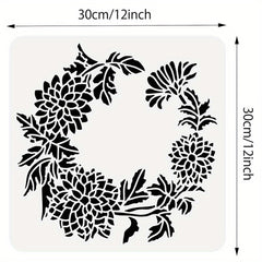 Chrysanthemum Scrapbook Stencil 300x300mm-Hollow Out Template for DIY Crafts