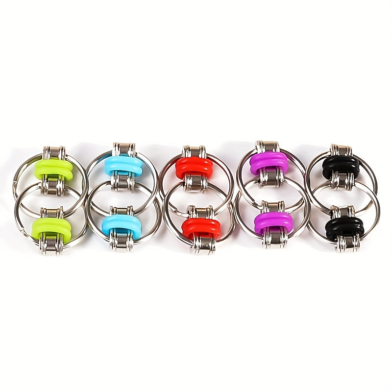 3pcs Vent Bicycle Iron Chain Toy Decompression Metal Keychain