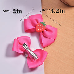 2pcs Baby Girls Strawberry Bow Hair Clip Hairpin Headwear Children's Gift