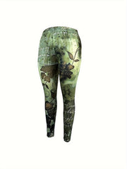 Boho Plus Size Leggings High Rise Allover Print Medium Stretch