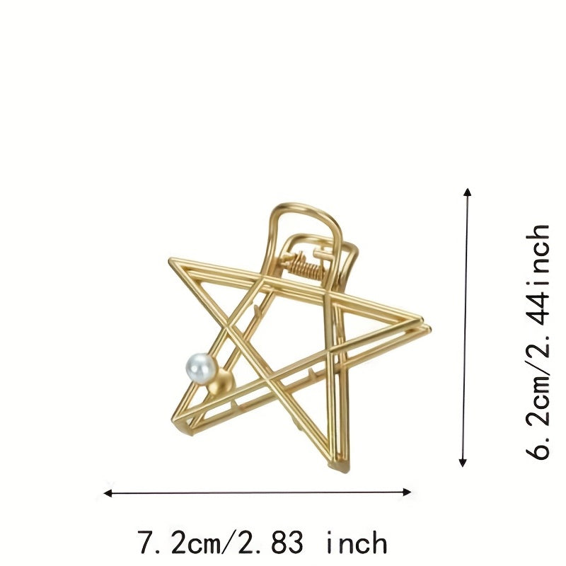 Star Shaped Hair Claw Metal Shark Clip for Ponytail