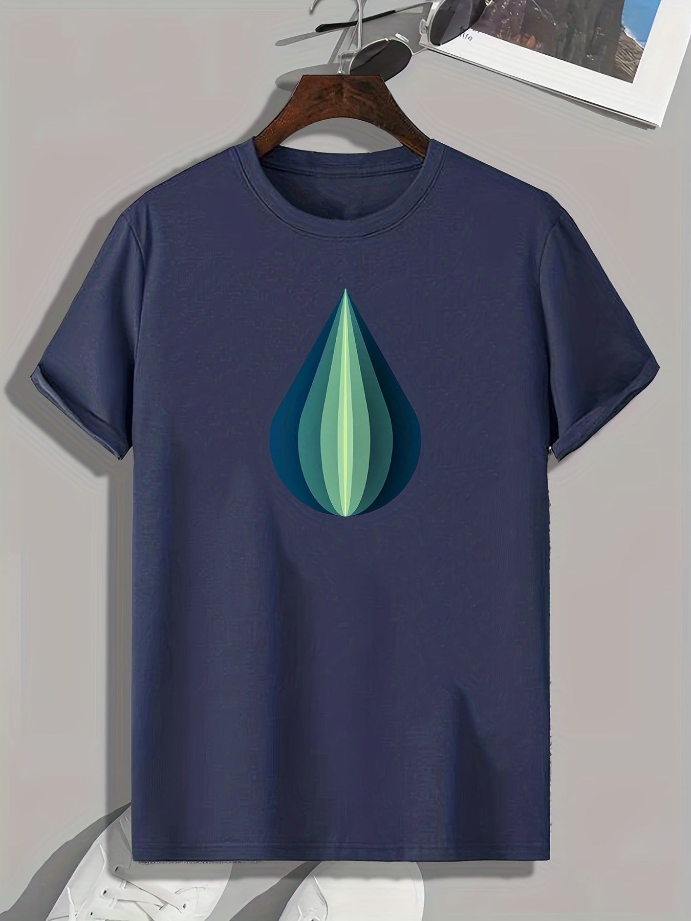 Geometric Drop Print Men's Comfy T-shirt For Summer